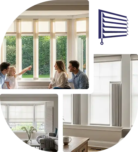 Custom-made panel window covers installed in a modern home