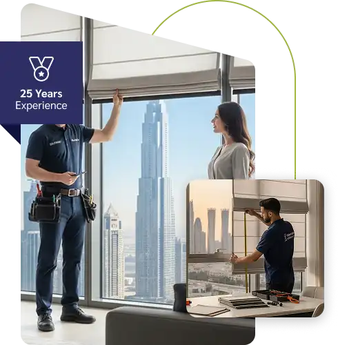 Shop elegant Roman blinds in Dubai from Dubai Blinds Co. Custom-made, premium fabrics, and expert installation for homes and offices.