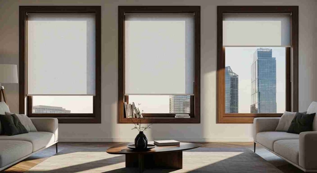 Gallery showcasing completed roller blinds projects with modern and stylish window treatments.