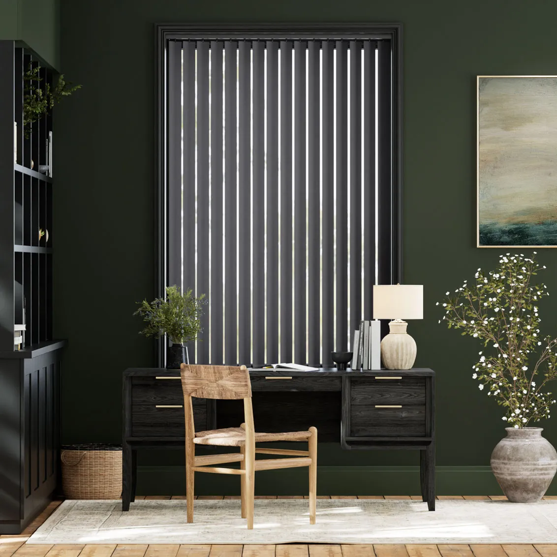 Anchor Grey and Black Vertical Blind