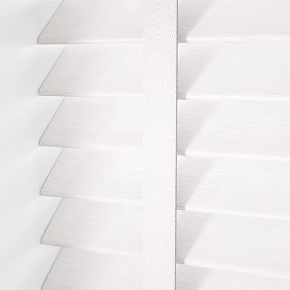 Brilliant White & Fresh White Faux Wood Blind - 50mm Slat 1