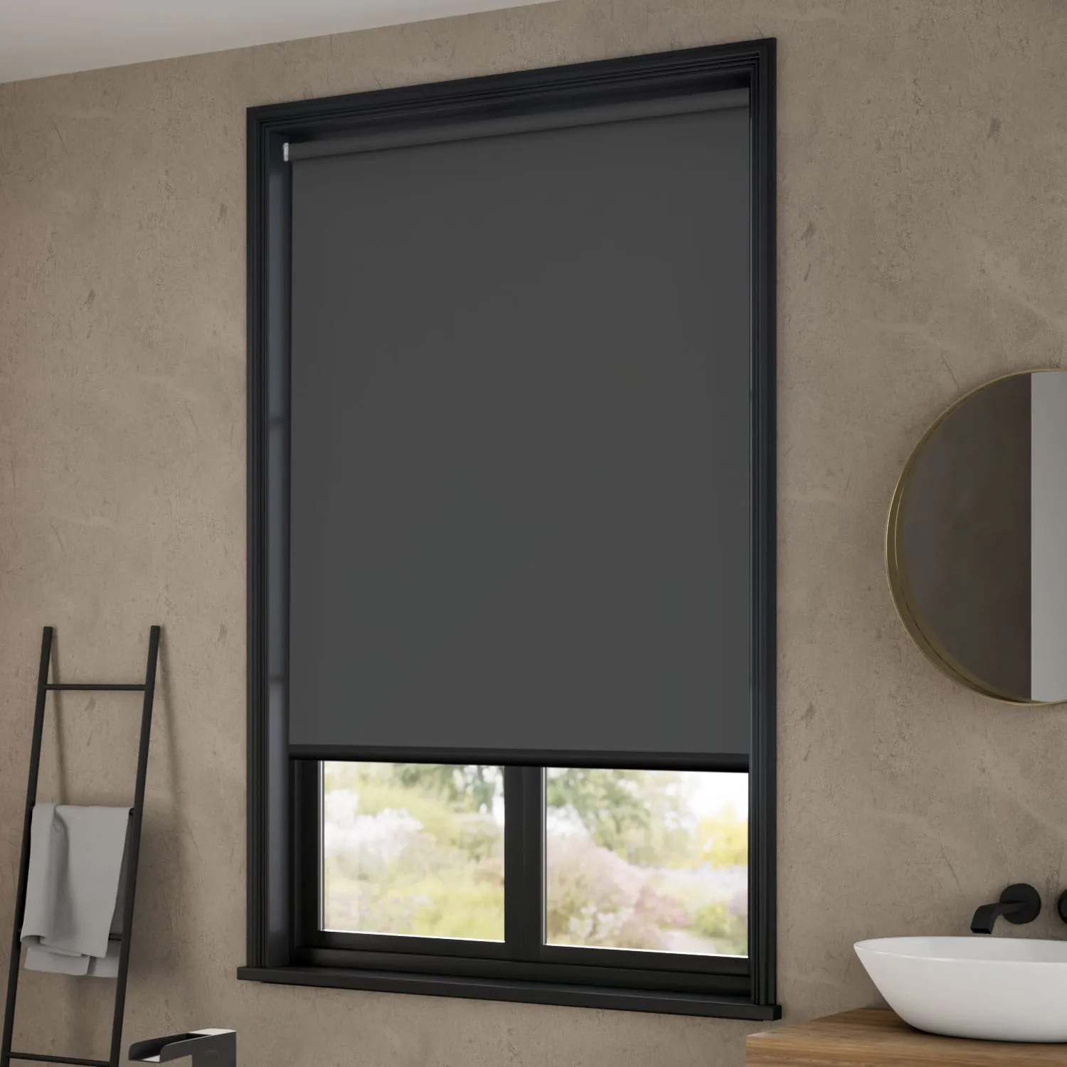 Electric Titan Blackout Kendall Charcoal Roller Blinds
