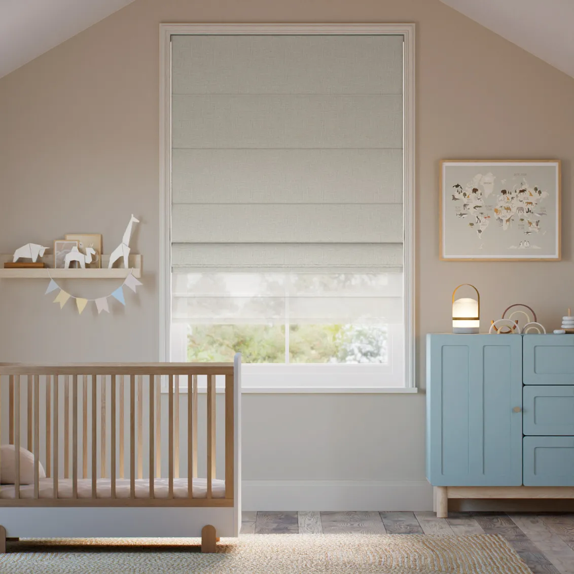 Linen Biscotti & Coconut Double Roman Blind