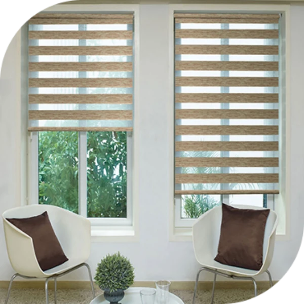 Buy duplex blinds in Dubai with alternating fabrics for smooth light control. Modern design, durable quality and expert installation.