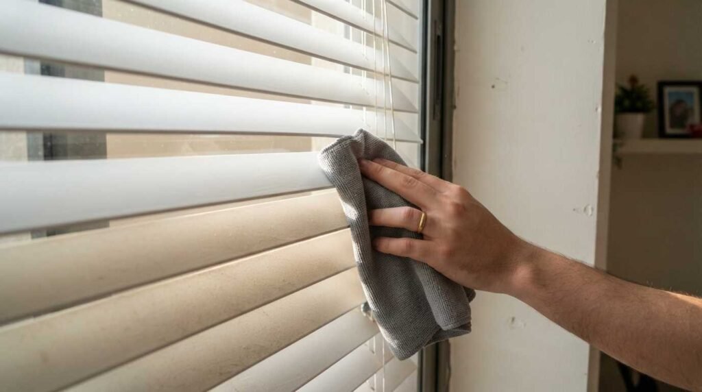 Desert dust on aluminium blind slats
